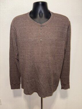 Old Navy Mens XL Pullover  Henley Top Shirt Long Sleeve Brown